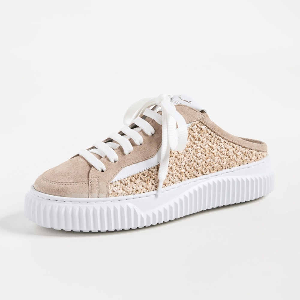 Voile Blanche Beige and White Mules